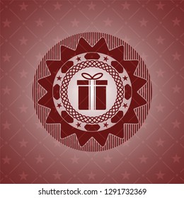 gift box icon inside retro red emblem