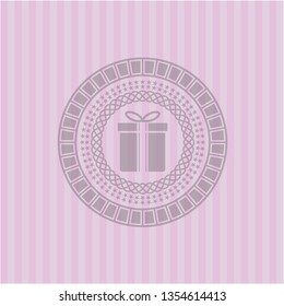 gift box icon inside retro pink emblem