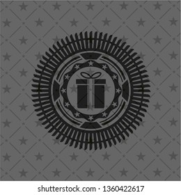 gift box icon inside retro style black emblem