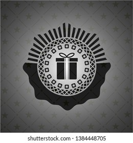 gift box icon inside retro style black emblem