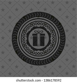 gift box icon inside retro style black emblem