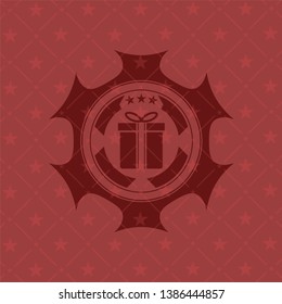 gift box icon inside retro red emblem