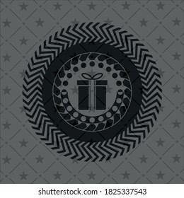 icono de caja de regalo dentro del emblema negro estilo retro. 