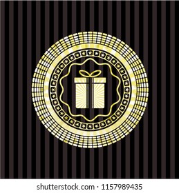 gift box icon inside shiny badge