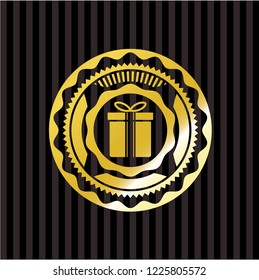 gift box icon inside shiny emblem