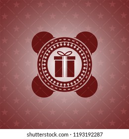 gift box icon inside vintage red emblem