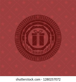 gift box icon inside vintage red emblem
