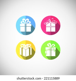 Gift  box  icon. Interface mobile applications. Happy New Year and Merry Christmas 