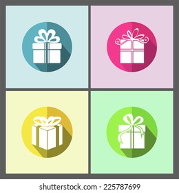 Gift  box  icon. Interface mobile applications. Happy New Year and Merry Christmas. Happy Birthday