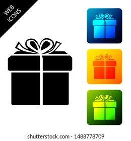 Gift box icon isolated on white background. Set icons colorful square buttons. Vector Illustration