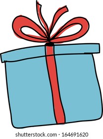 Gift box icon isolated on white background. Hand drawing sketch illustration