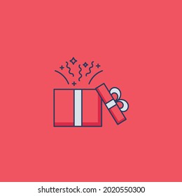 gift box Icon Isolated On Red  Background