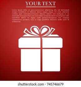 Gift box icon isolated on red background. Flat design. Vector Illustration