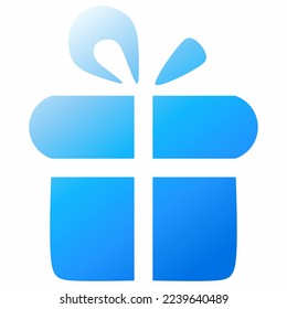 Gift box icon isolated vector illustration. Simple blue present box  vector for logo, icon, item, accessory, symbol, business, design or decoration. Blue gift box present holiday surprise celebration