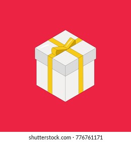 Gift box icon isolated vector illustration on red transparent background