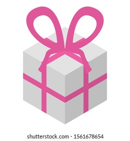 Gift box icon. Isometric of gift box vector icon for web design isolated on white background