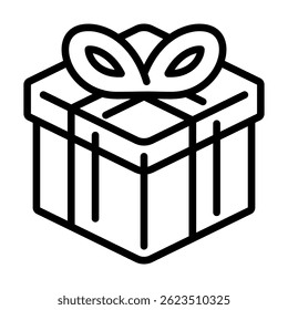 Gift Box Icon Line for Birthday Surprise and Celebration Party Events