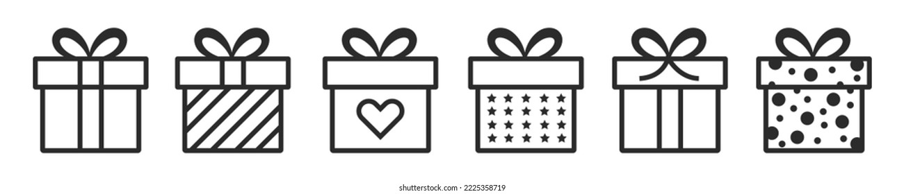 Gift box icon in line style, surprise gift boxes, flat modern graphic icons collection
