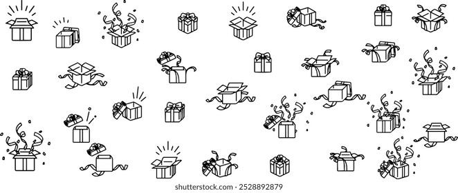 Gift box icon in line style isolated on white.