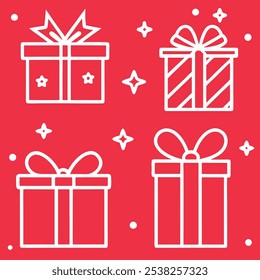 Ícone De Caixa De Presente Em Estilo De Linha. Ícone de caixa de presente. Presentes e presentes para comemoração de feriado e oferta de vendas especiais. Ilustração de vetor, eps 10.