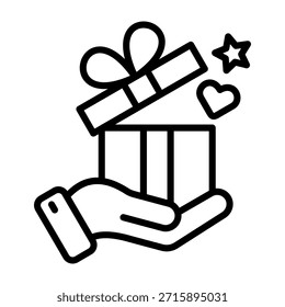 Ilustración vectorial de línea de icono de caja de regalo