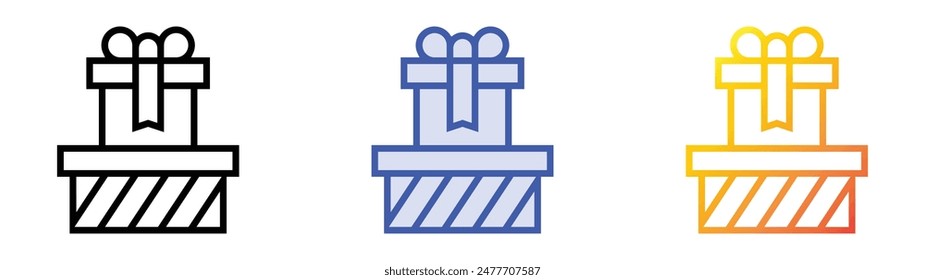 gift box icon. Linear, Blue Fill and Gradient Style Design Isolated On White Background