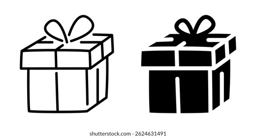 Gift box icon. Linear and silhouette style.