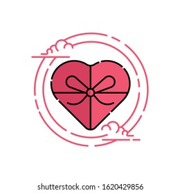 Gift box icon logo design vector illustration template. Gift Box Vector flat design style illustration for present, valentine, birthday, greeting, surprise.