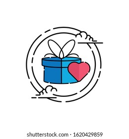 Gift box icon logo design vector illustration template. Gift Box Vector flat design style illustration for present, valentine, birthday, greeting, surprise.