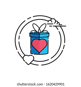 Gift box icon logo design vector illustration template. Gift Box Vector flat design style illustration for present, valentine, birthday, greeting, surprise.