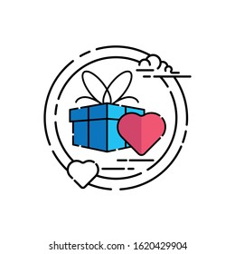 Gift box icon logo design vector illustration template. Gift Box Vector flat design style illustration for present, valentine, birthday, greeting, surprise.