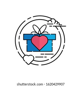 Gift box icon logo design vector illustration template. Gift Box Vector flat design style illustration for present, valentine, birthday, greeting, surprise.