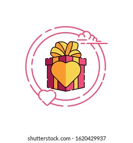 Gift box icon logo design vector illustration template. Gift Box Vector flat design style illustration for present, valentine, birthday, greeting, surprise.