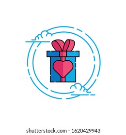 Gift box icon logo design vector illustration template. Gift Box Vector flat design style illustration for present, valentine, birthday, greeting, surprise.