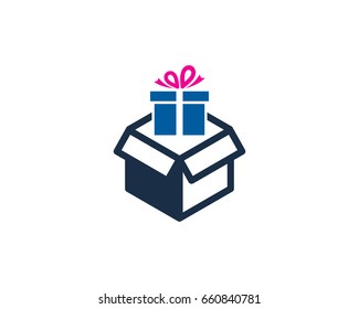 Gift Box Icon Logo Design Element
