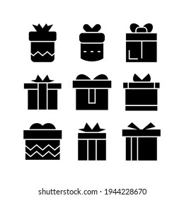 icono de caja de regalo o logotipo símbolo de signo aislado ilustración vectorial - Colección de iconos vectoriales de estilo negro de alta calidad
