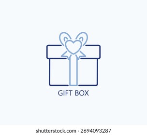 Ilustración vectorial aislada del icono o del logotipo de la caja de regalo