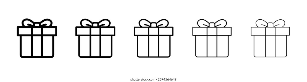 Gift box icon logo in stroke lines collection