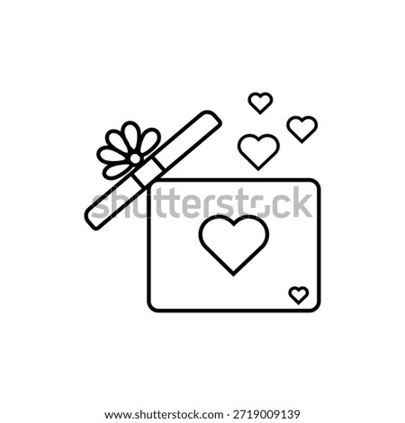 The gift box icon with many love (heart) symbols represents an abundance of affection, warmth, and thoughtful giving.