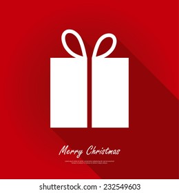 Gift box icon with Merry Christmas text on red background