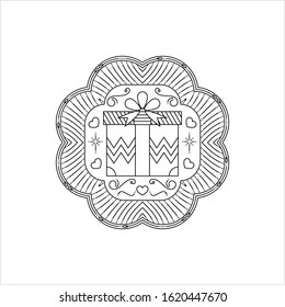 Gift Box Icon Monoline Style, Gift Box Single Stroke Width Vector Art Illustration