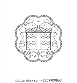 Gift Box Icon Monoline Style, Gift Box Single Stroke Width Vector Art Illustration