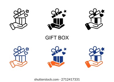 Gift Box Icon Multi Style Vector Illustration
