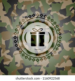 gift box icon on camo pattern