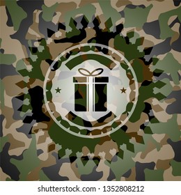 gift box icon on camo pattern