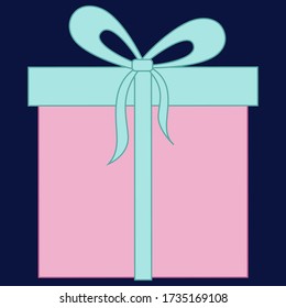 Icono de la caja de regalo en el fondo oscuro. 