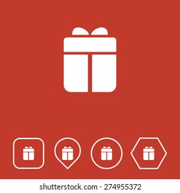 Gift Box Icon on Flat UI Colors with Different Shapes. Eps-10.