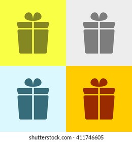 Gift Box Icon on Four Different Backgrounds. Eps-10.