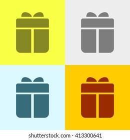 Gift Box Icon on Four Different Backgrounds. Eps-10.