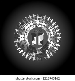 gift box icon on grey camouflaged pattern